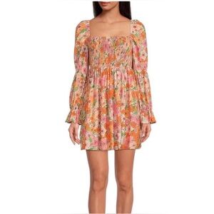 Gianni Bini Jade Floral Smocked Bodice Babydoll Dress